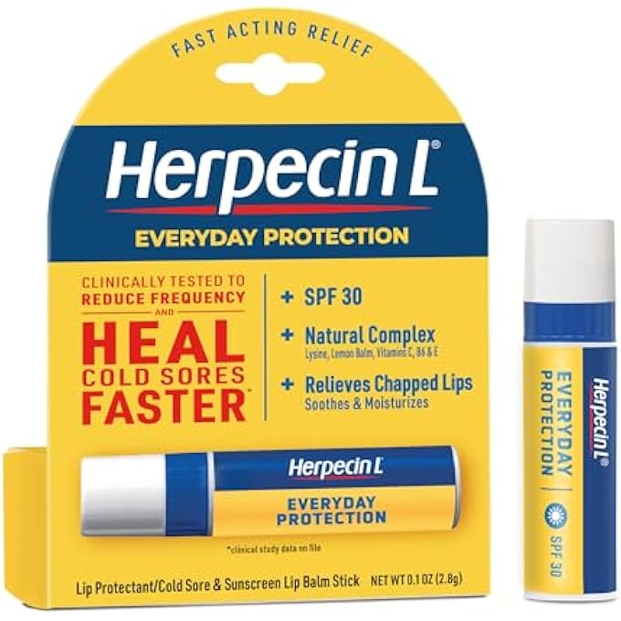 herpecin l مرهم شفاه هيربيسين ل 30 SPF 0.1 أونصة أنبوب لعلاج قروح البرد والشمس والحمى وشفاه متشققة مرهم شفاه مع SPF30 وليسين - Image 1